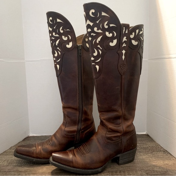 Ariat Shoes Ariat Hacienda Western Knee High Cutout Leather Full